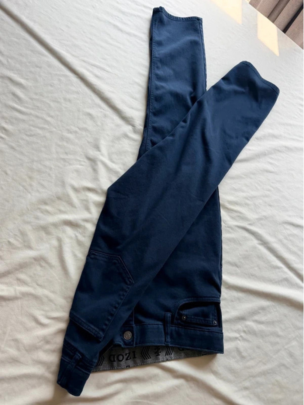 IZOD Men's Navy Stretch Regular Fit Jeans 34x32 Cotton Blend Dark Blue - Picture 3 of 5